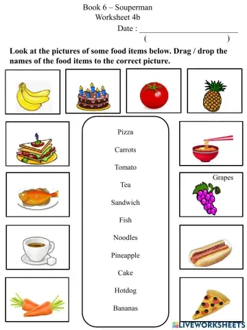 4b Food Vocabulary Worksheet