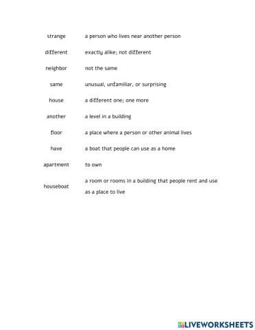 Raz G All kinds of home Matching exercise