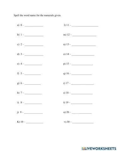 Numerals to word names