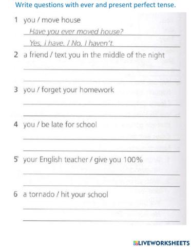 Present perfect tense writing
