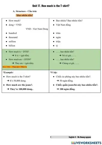 E4U17 How much is th T-shirt? -nuongnguyen