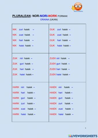 Nor-nori-nork oraina pluralean