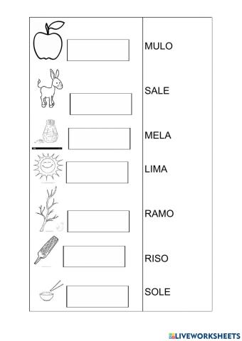 Lettura parole bisillabe piane