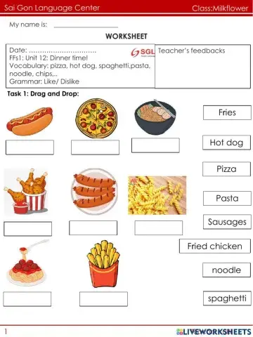 FFs1: Unit 12: Dinnertime!