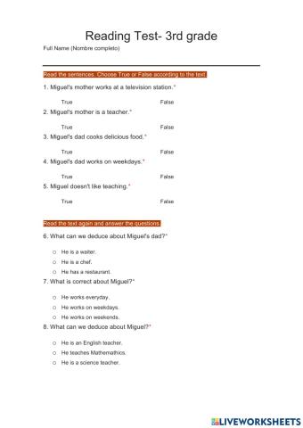 Reading comprehension