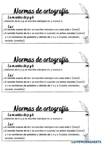 La r suave y fuerte m antes de p y b