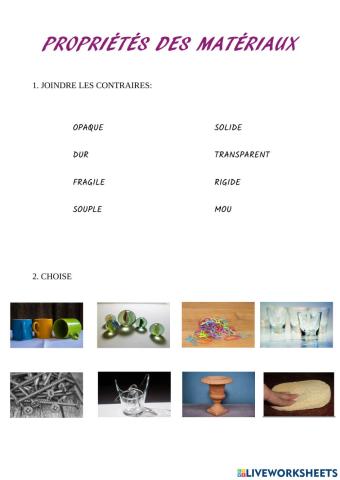 Propriétés des matériaux