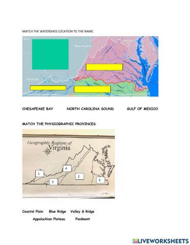 VA watersheds & physiographic provinces maps