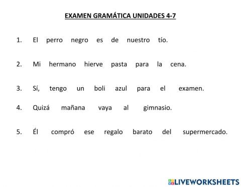 Examen Gramática BESP