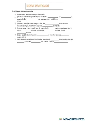 Pretérito perfeito e imperfeito