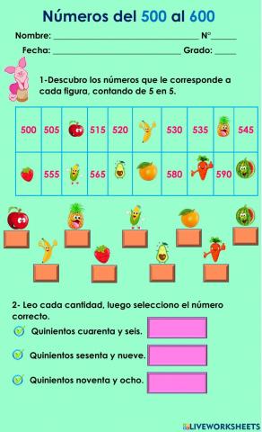 Números del 500 al 600