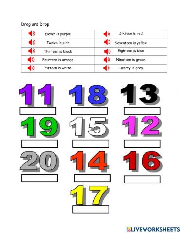 Colors and numbers