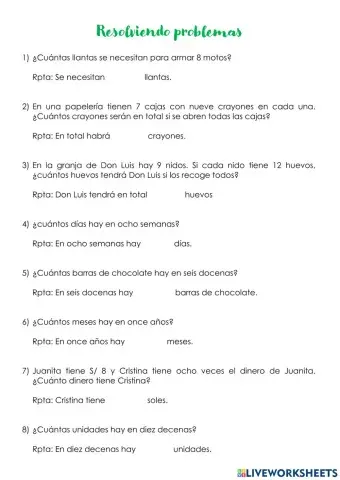 Problemas de multiplicación