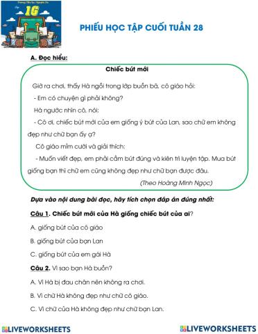 Ôn tập Tiếng Việt tuần 28