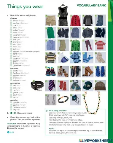 Clothes and accesories