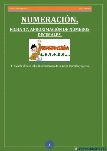 Numeración. Ficha 17.