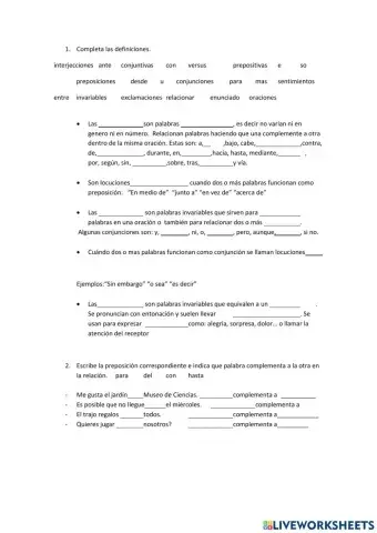 Preposiciones, conjunciones e interjecciones