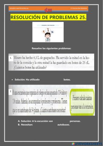 Resolución de problemas. Ficha 25.
