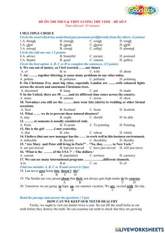 Test 5 luyện thi Lương Thế Vinh