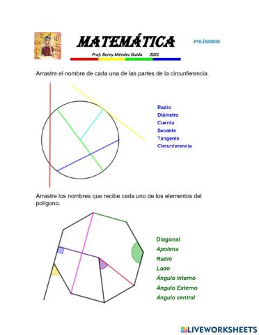 Identificaco partes de la circunferencia y polígono