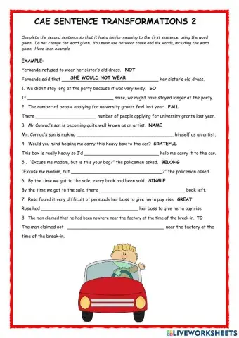 CAE Sentence Transformations 2