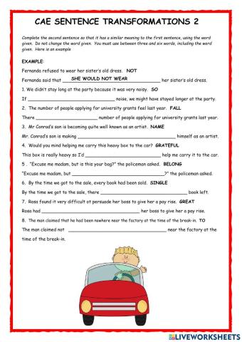 CAE Sentence Transformations 2