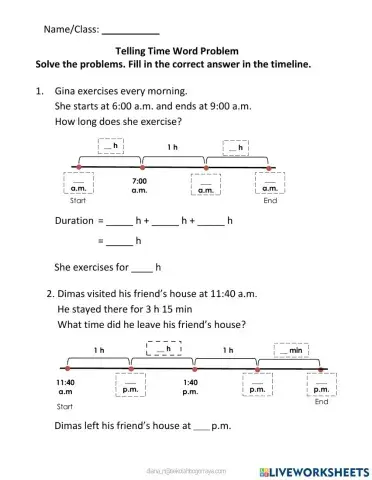 Time Word Problems