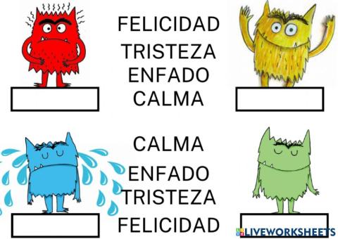 Relacionar emociones monstruo colores