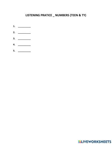 Listening practice-numbers-TEEN&TY