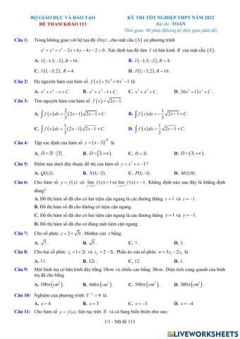 TNTHPT-MĐ-67-Đề ôn tập số 113