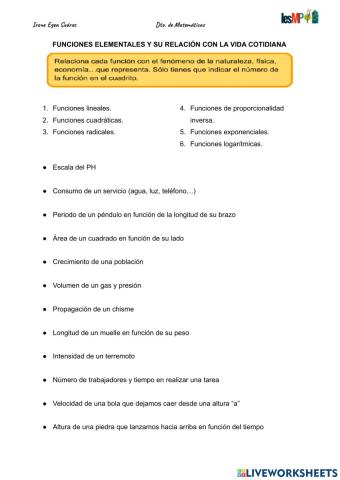 Funciones elementales y su relación con la vida cotidiana