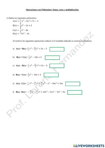 Operaciones con polinomios
