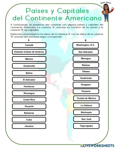 Países y Capitales del Continente Americano