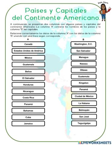 Países y Capitales del Continente Americano