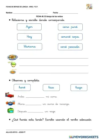 Ficha de Lengua 48-1EP-Los tiempos verbales