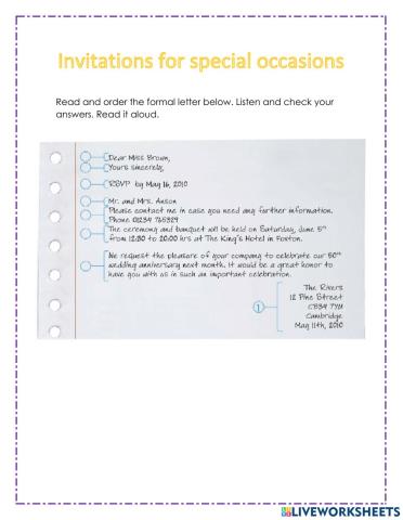 Invitations for special occasions