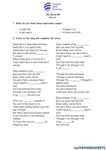 You carry me - Moriah