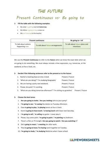Present continuous vs. Be going to