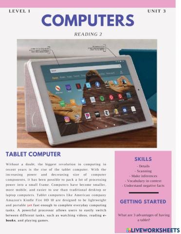 2022 Unit 3 reading 2 Tablet computer