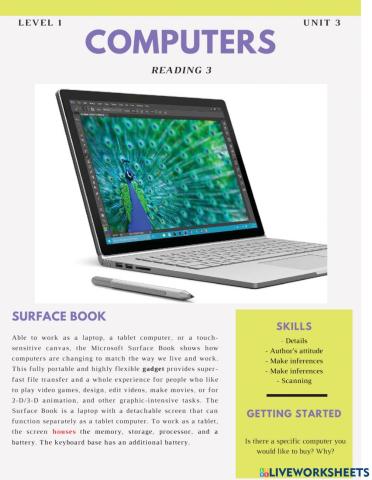2022 Unit 3 reading 3 Surface book