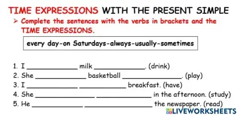 HW APR 4th TIME EXPRESSIONS