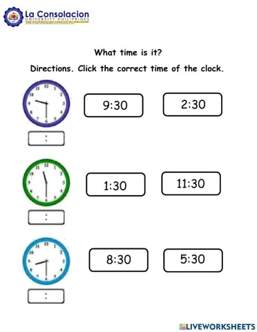 Telling Time Half Past
