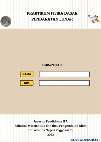 Lembar Kerja Praktikum Fisika Dasar -Pendaratan Lunar-