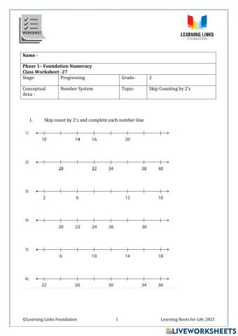 Phase 1– Foundation Numeracy Class Worksheet -27