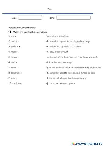 English vocabulary test NewFrontiers2
