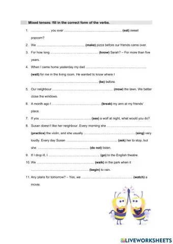 Mixed Tenses Exercises