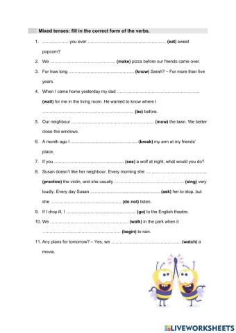 Mixed Tenses Exercises