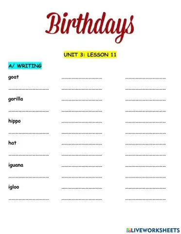 Hang Out Starter Unit 3 Birthdays Lesson 11