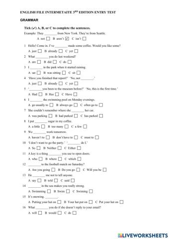 EF Inter Entry Test (informative purpose for students)