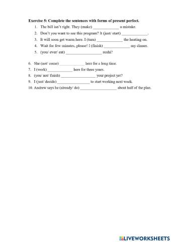 Present perfect already yet just